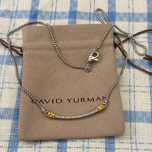 David Yurman Sterling Silver Double X Bar Necklace